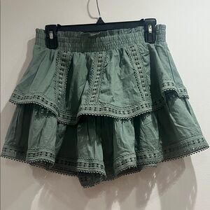 Francesca's Collections Sage Green Tiered Lace Skirt